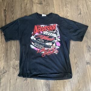 Vintage 90s Dale Earnhardt NASCAR The Aggressor TShirt Mens XL Black Graphic Tee
